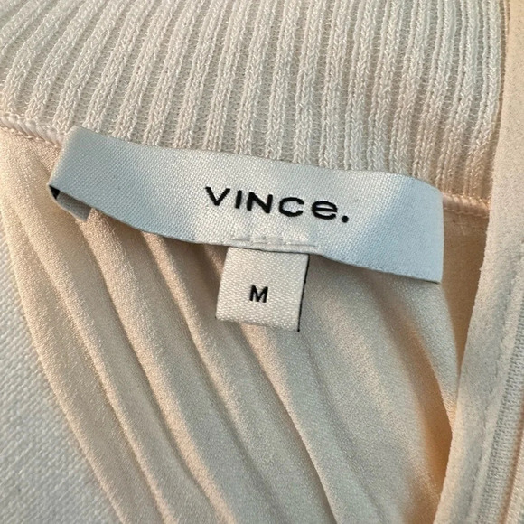 VINCE | Ivory Rib Mock Neck Long Sleeve Blouse (M) - Picture 10 of 11